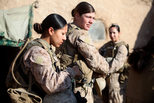 Female Marines patrol Marjah