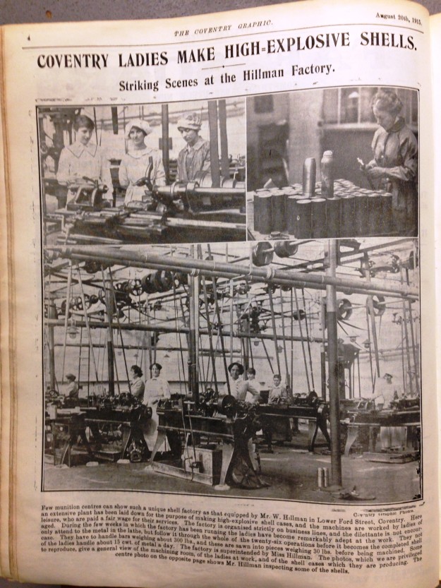 Women at the Hillman factory in Coventry. From the Coventry Graphic 1915.